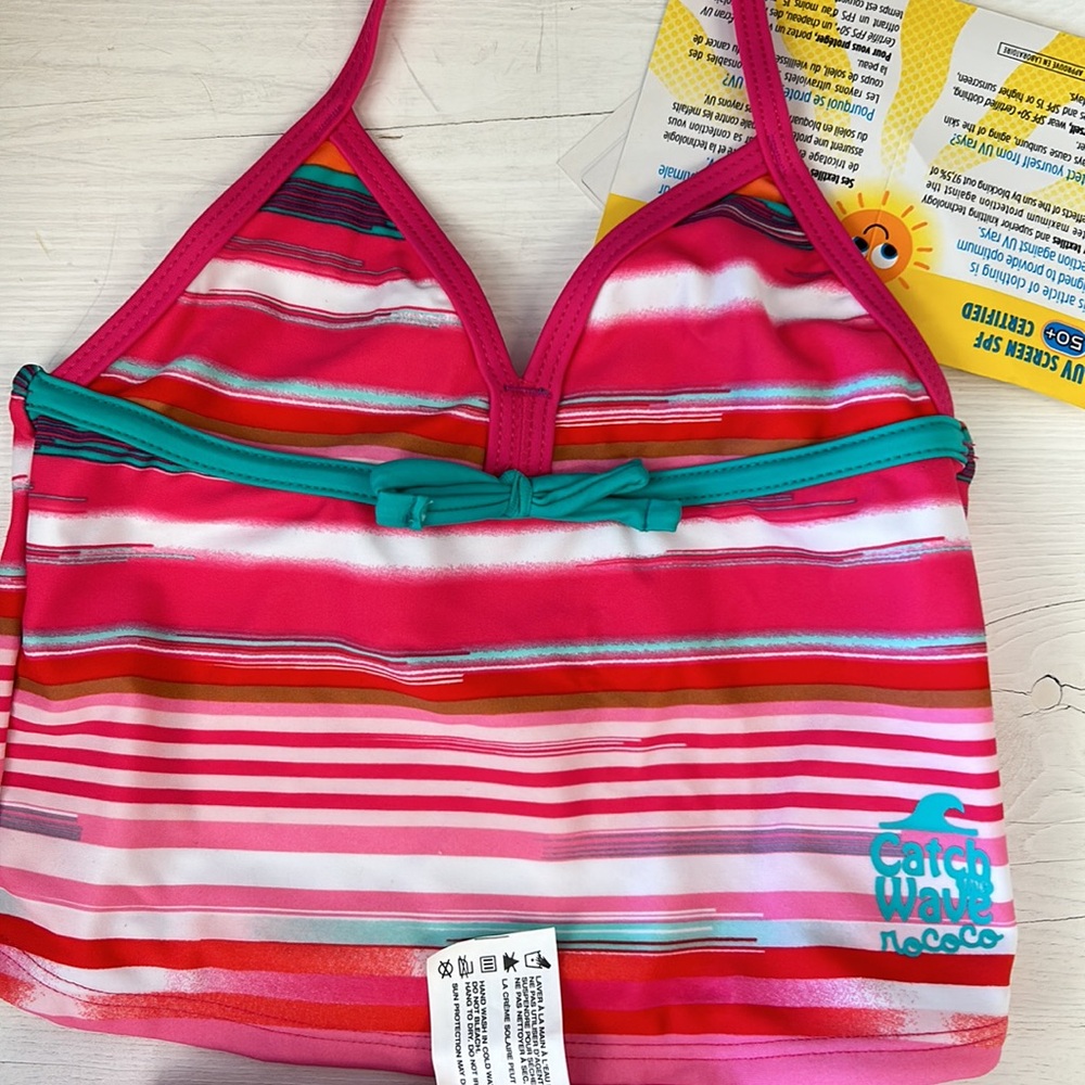 NWT Rococo Stripe Ribbon Triangle Bikini Kids - Picture 3 of 5